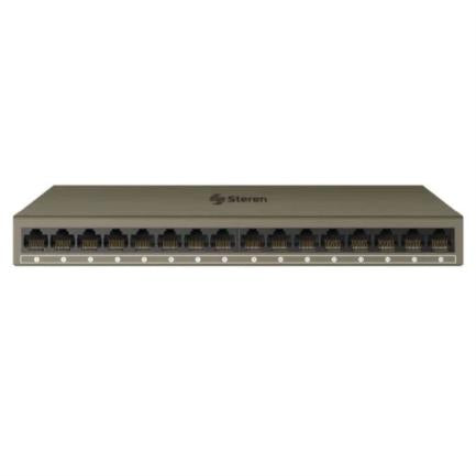 Switch Steren Gigabit Ethernet de 16 Puertos Full Duplex Color Gris