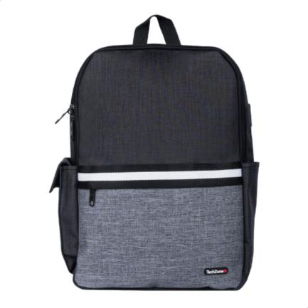 BACKPACK TECH ZONE GLAD NEGRO PORTALAPTOP 15.6 PULGADAS CONECTOR USB EXTERNO CIERRES METALICOS AUTORREPARABLES