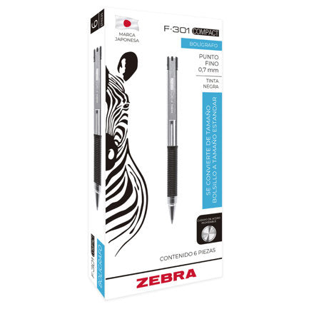 Boligrafo F-301 compac grip gris punto fino tinta negra cuerpo de Acero inoxidable caja c/6