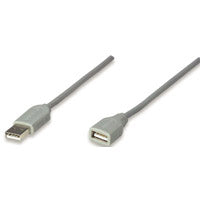 CABLE USB,MANHATTAN,165211, EXTENSION 1.8M, GRIS