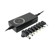 CARGADOR UNIVERSAL INTELIGENTE CON PUNTAS INTERCAMBIABLES Y PUERTO USB PERFECT CHOICE - NEGRO