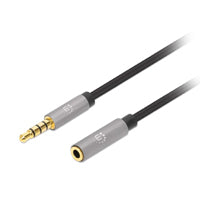 CABLE AUDIO ESTEREO, MANHATTAN,  356039, 3.5MM EXTEN. M-H 2.0M NEGRO/ALUMINIO PLATEADO