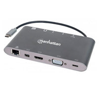 DOCKING USB,MANHATTAN,152808,-C 11 PTOS, HDMI/MINI DP/VGA, USB-C PD/3XUSBV3.2,  RED/AUDIO/SD/MICRO SD