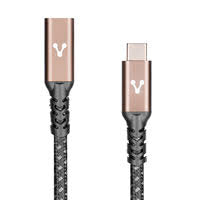 CABLE EXTENSIÓN VORAGO CAB-127 TIPO C HEMBRA-TIPO C MACHO 1 METRO 100W NEGRO