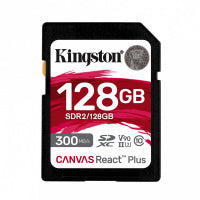 MEMORIA FLASH SD KINGSTON SDXC CANVAS REACT PLUS 128GB 300R/260W UHS-II U3 V90 (SDR/128GB)